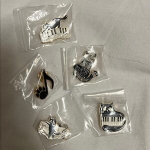 Cat and Music Themed Enamel Pins